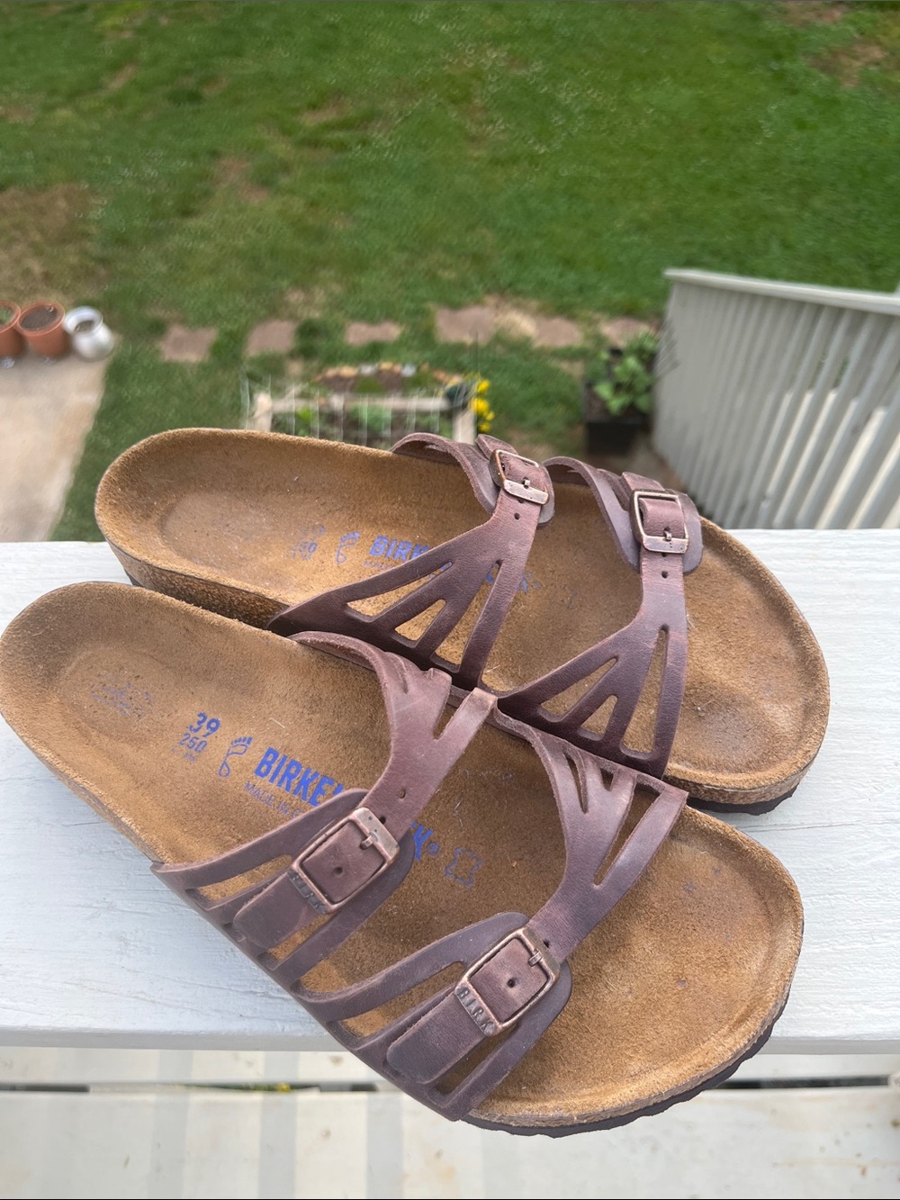 Birkenstock Granada Strappy Two-Buckle Slide Sandals Brown Size 8 EU 39